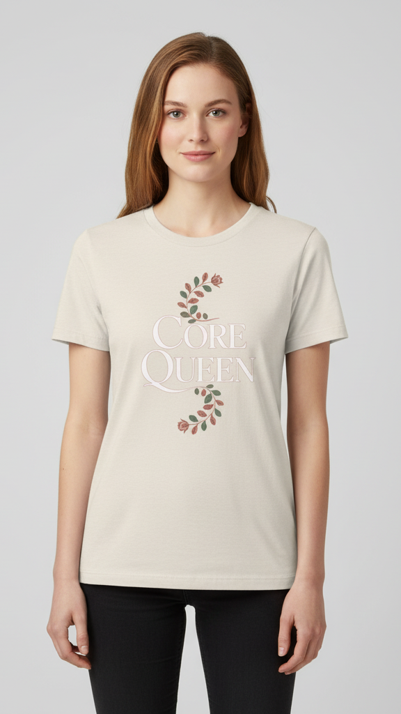 "Core Queen" Elegant Floral Scroll T-shirt
