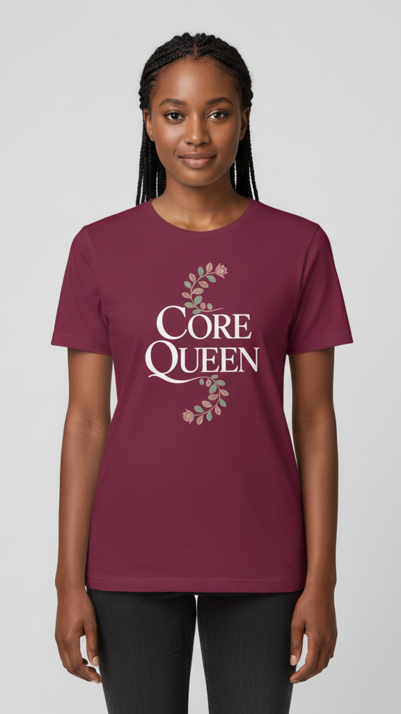 "Core Queen" Elegant Floral Scroll T-shirt