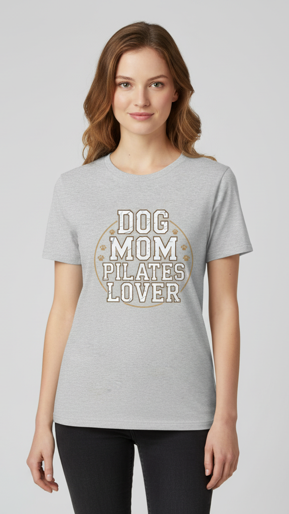 "Dog Mom Pilates Lover" Distressed Paw T-shirt