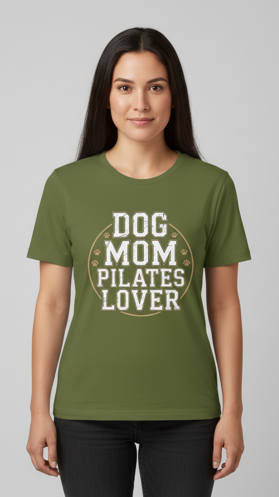 "Dog Mom Pilates Lover" Distressed Paw T-shirt