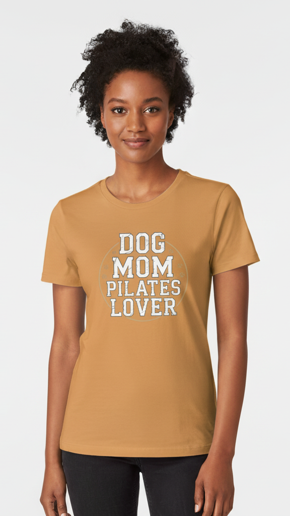 "Dog Mom Pilates Lover" Distressed Paw T-shirt