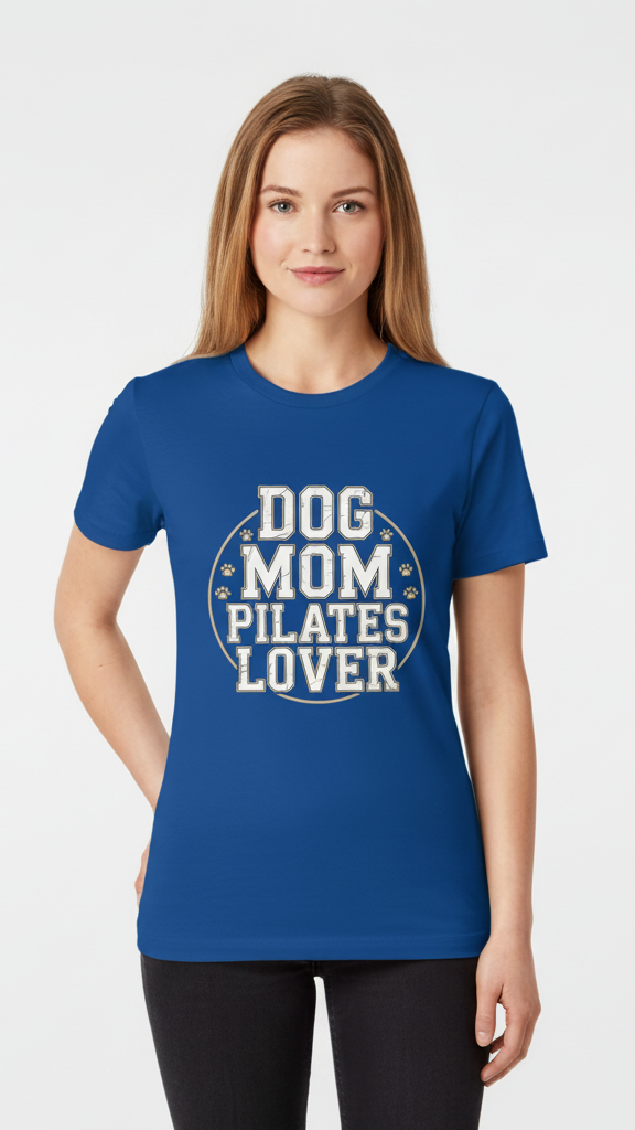 "Dog Mom Pilates Lover" Distressed Paw T-shirt