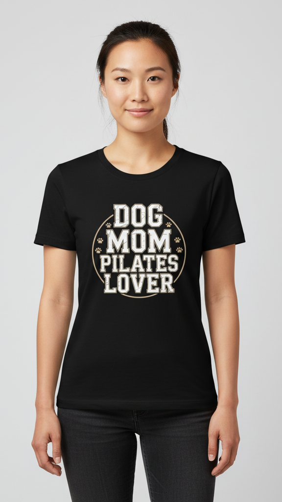 "Dog Mom Pilates Lover" Distressed Paw T-shirt