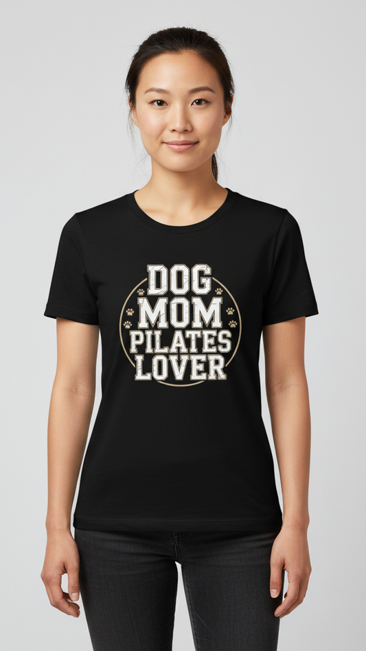 "Dog Mom Pilates Lover" Distressed Paw T-shirt