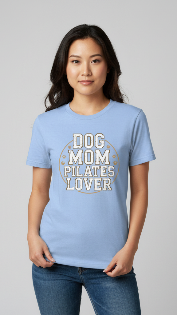 "Dog Mom Pilates Lover" Distressed Paw T-shirt