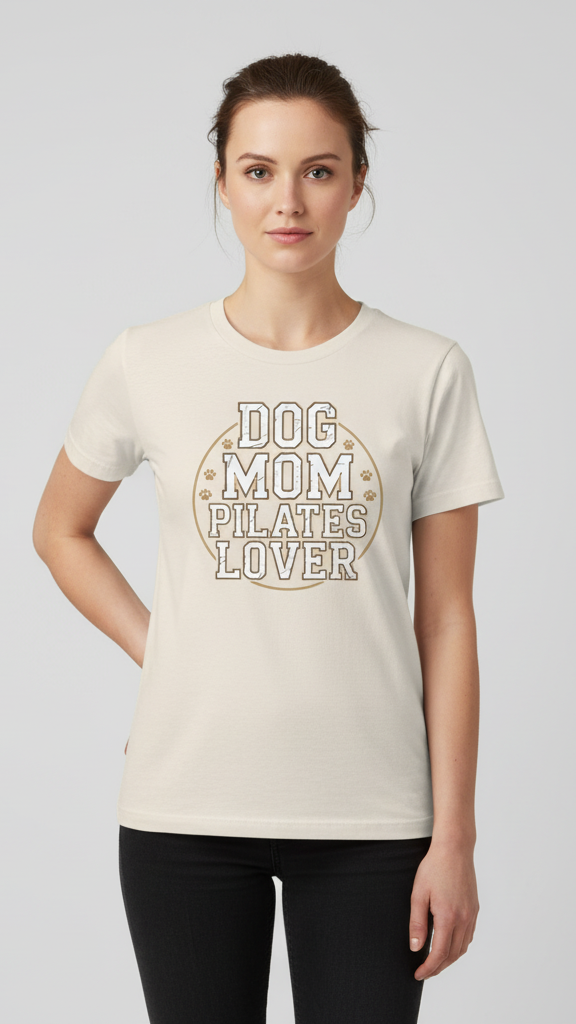 "Dog Mom Pilates Lover" Distressed Paw T-shirt