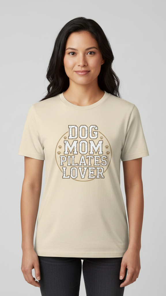 "Dog Mom Pilates Lover" Distressed Paw T-shirt