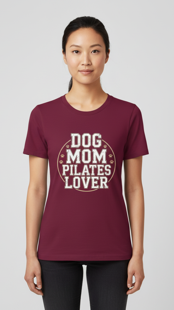 "Dog Mom Pilates Lover" Distressed Paw T-shirt
