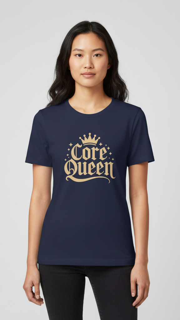 "Core Queen" Regal Gothic With Crown T-shirt