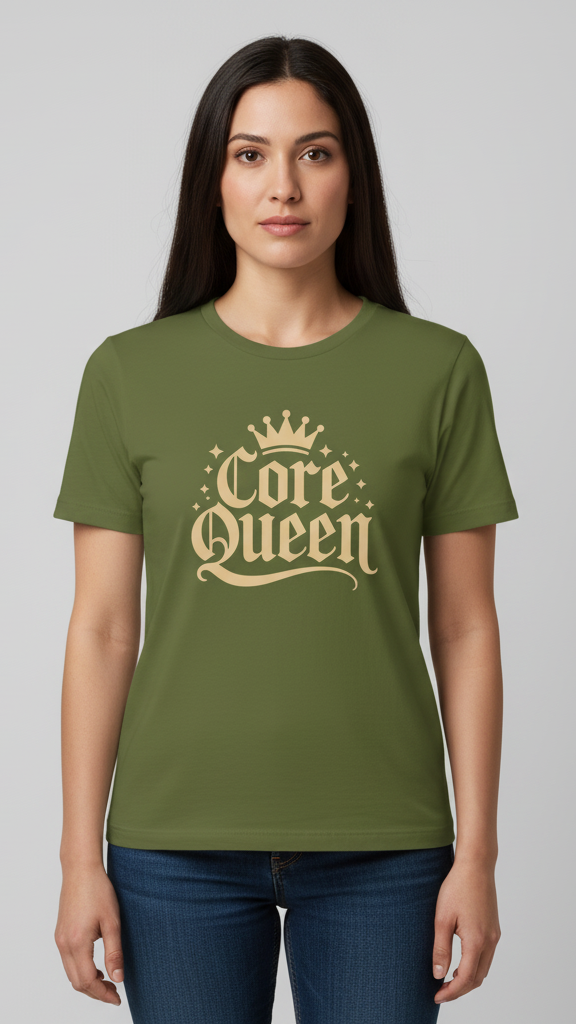 "Core Queen" Regal Gothic With Crown T-shirt