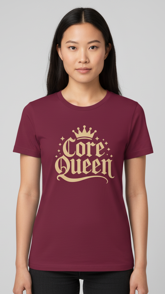"Core Queen" Regal Gothic With Crown T-shirt