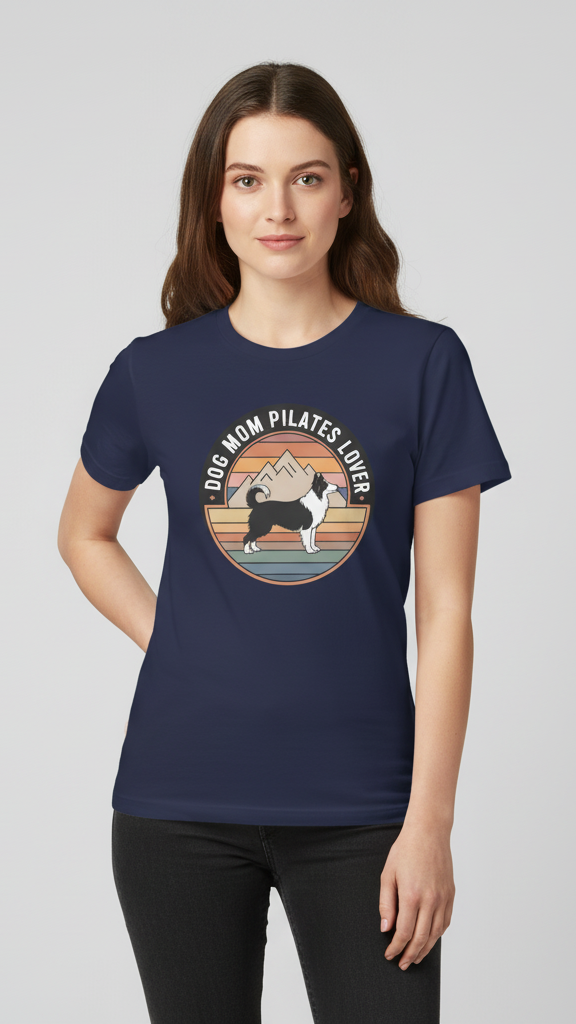 "Dog Mom Pilates Lover" Retro Mountain Dog T-shirt