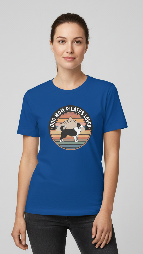 "Dog Mom Pilates Lover" Retro Mountain Dog T-shirt