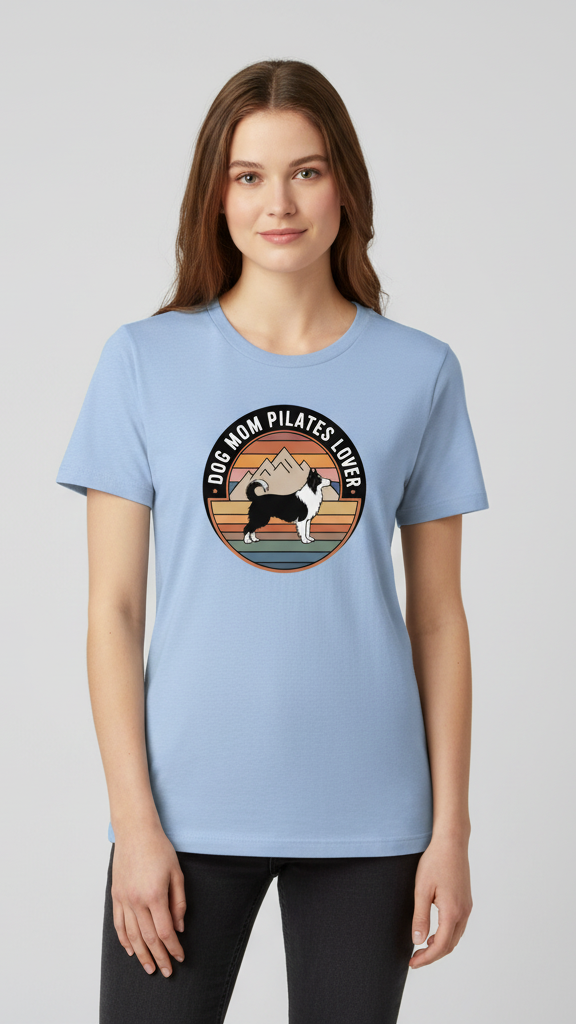 "Dog Mom Pilates Lover" Retro Mountain Dog T-shirt