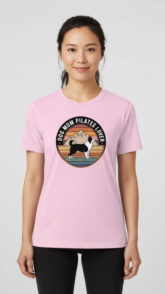 "Dog Mom Pilates Lover" Retro Mountain Dog T-shirt