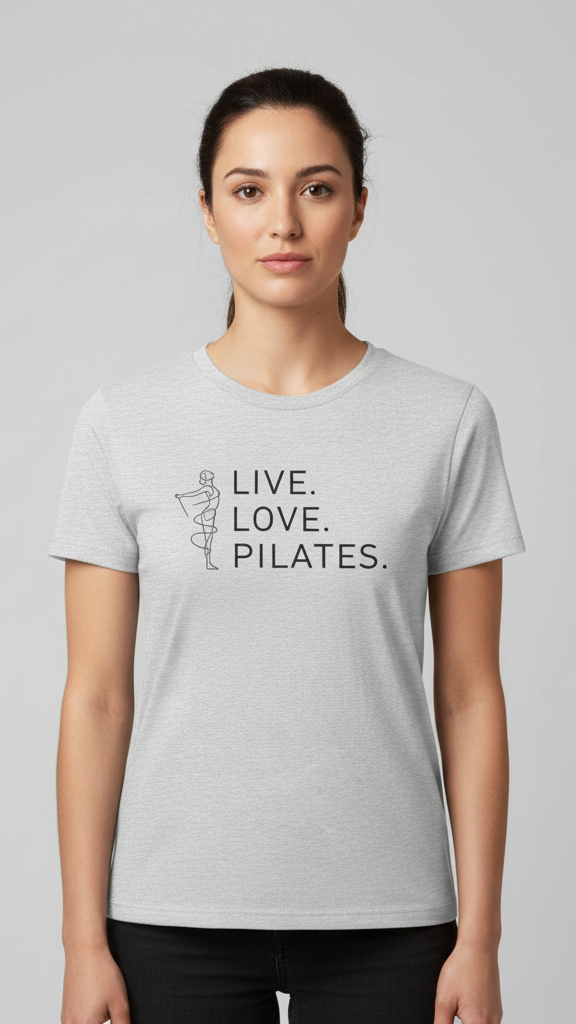 "Live. Love. Pilates." Minimalist Line Art T-shirt