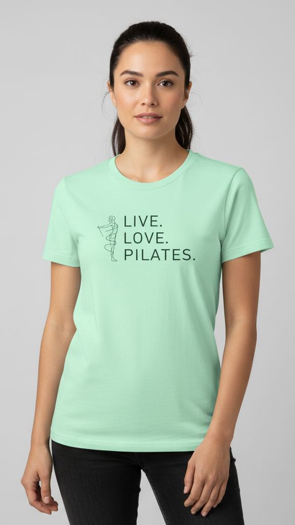 "Live. Love. Pilates." Minimalist Line Art T-shirt