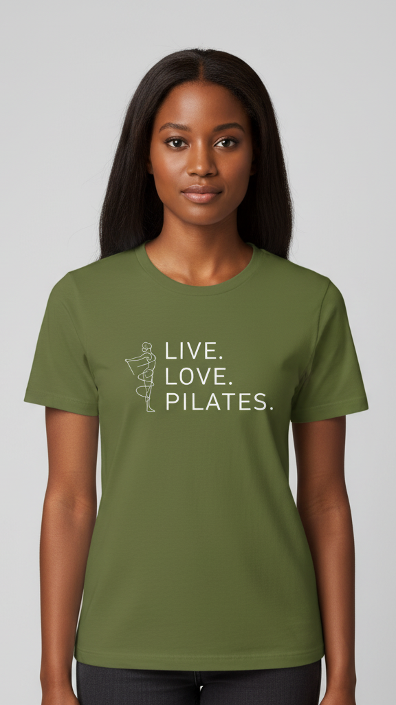 "Live. Love. Pilates." Minimalist Line Art T-shirt