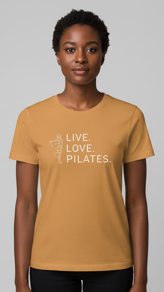 "Live. Love. Pilates." Minimalist Line Art T-shirt