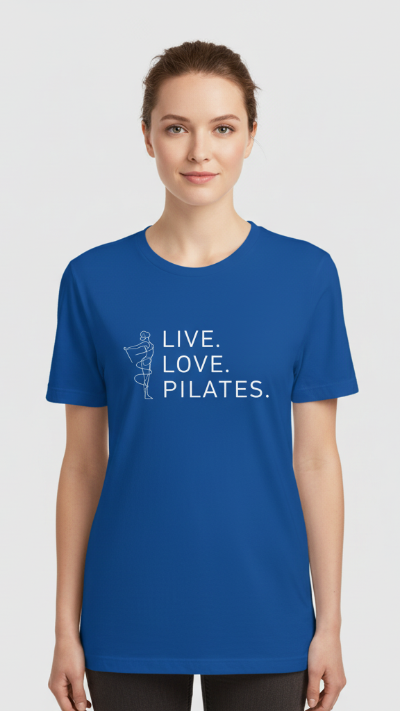 "Live. Love. Pilates." Minimalist Line Art T-shirt