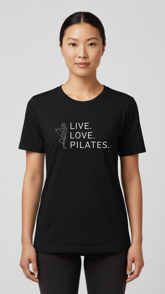 "Live. Love. Pilates." Minimalist Line Art T-shirt