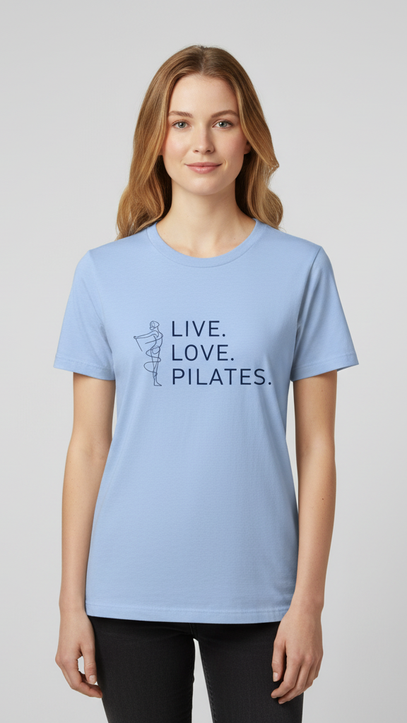 "Live. Love. Pilates." Minimalist Line Art T-shirt
