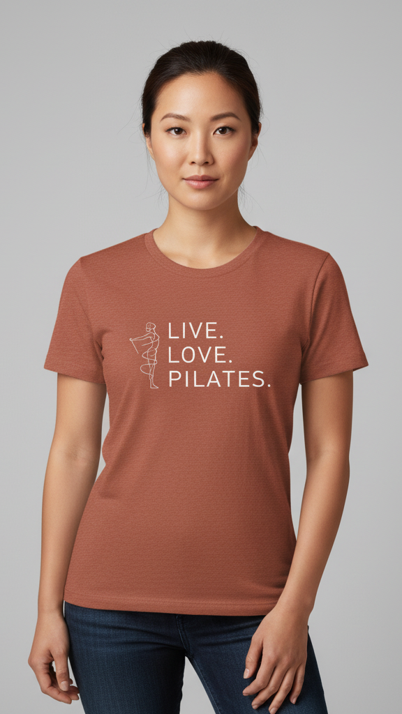 "Live. Love. Pilates." Minimalist Line Art T-shirt