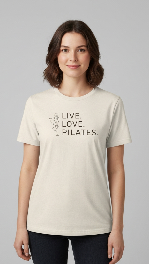 "Live. Love. Pilates." Minimalist Line Art T-shirt