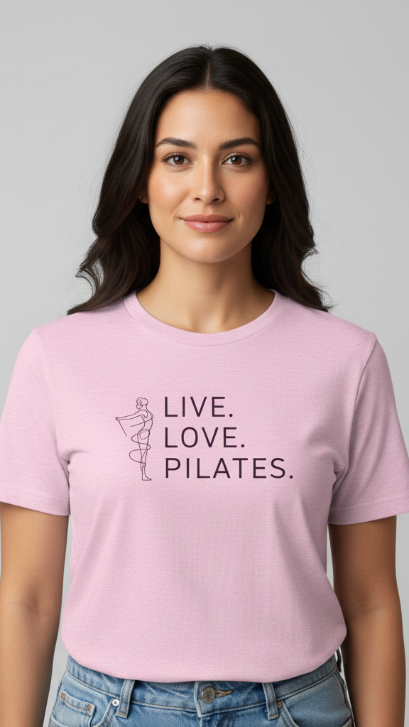 "Live. Love. Pilates." Minimalist Line Art T-shirt