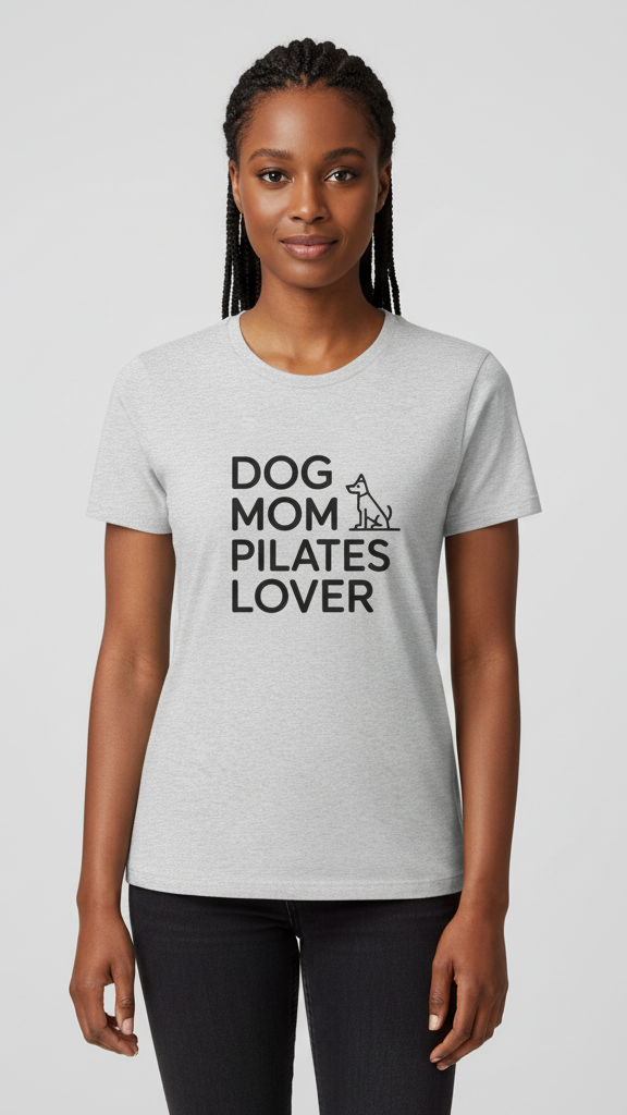 "Dog Mom Pilates Lover" Minimalist Dog Outline T-shirt