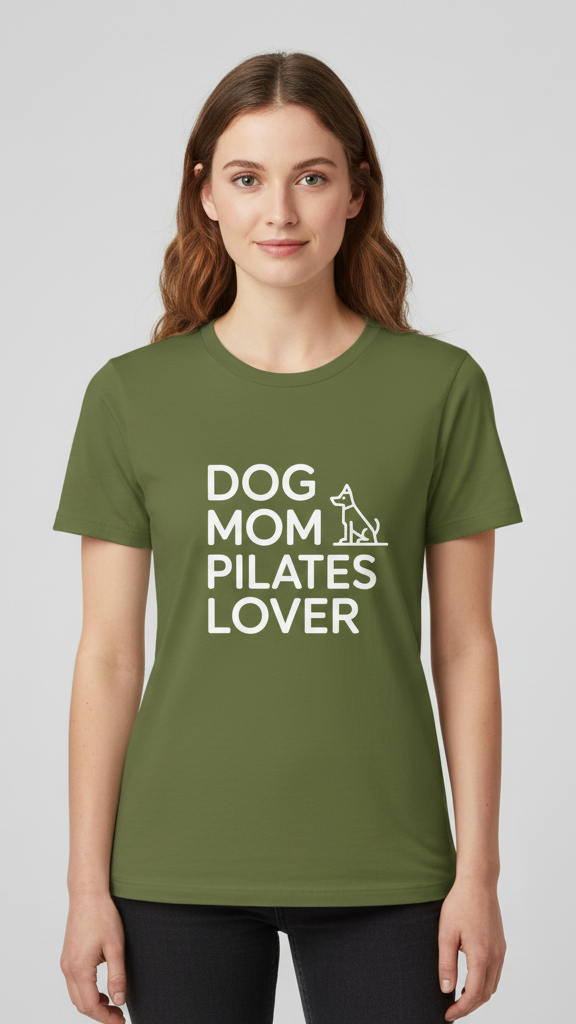 "Dog Mom Pilates Lover" Minimalist Dog Outline T-shirt