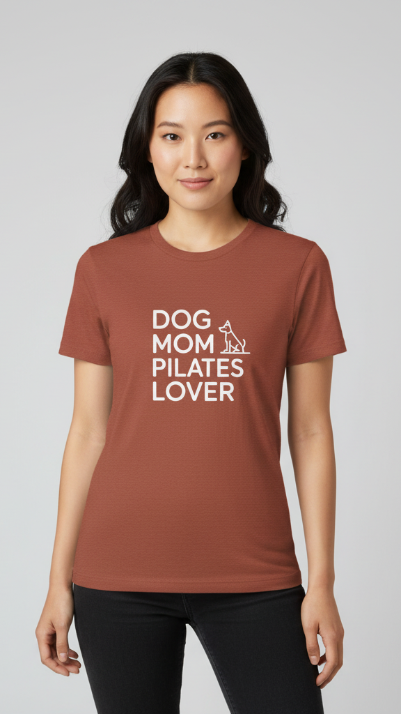 "Dog Mom Pilates Lover" Minimalist Dog Outline T-shirt