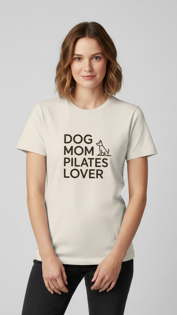 "Dog Mom Pilates Lover" Minimalist Dog Outline T-shirt