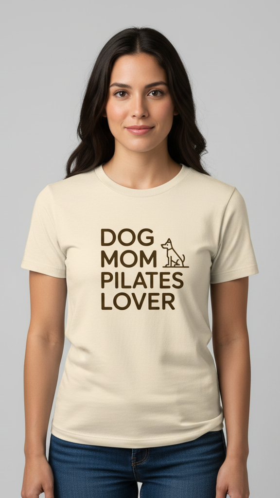 "Dog Mom Pilates Lover" Minimalist Dog Outline T-shirt