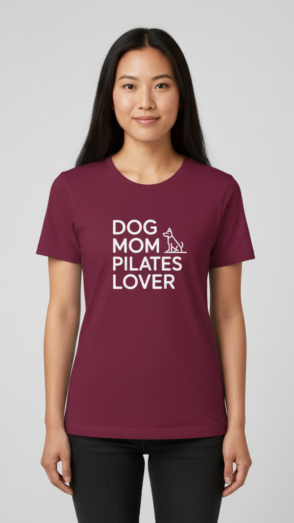 "Dog Mom Pilates Lover" Minimalist Dog Outline T-shirt
