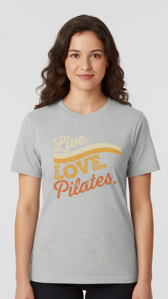 "Live. Love. Pilates." Distressed Retro Wave T-shirt