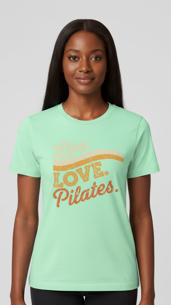 "Live. Love. Pilates." Distressed Retro Wave T-shirt
