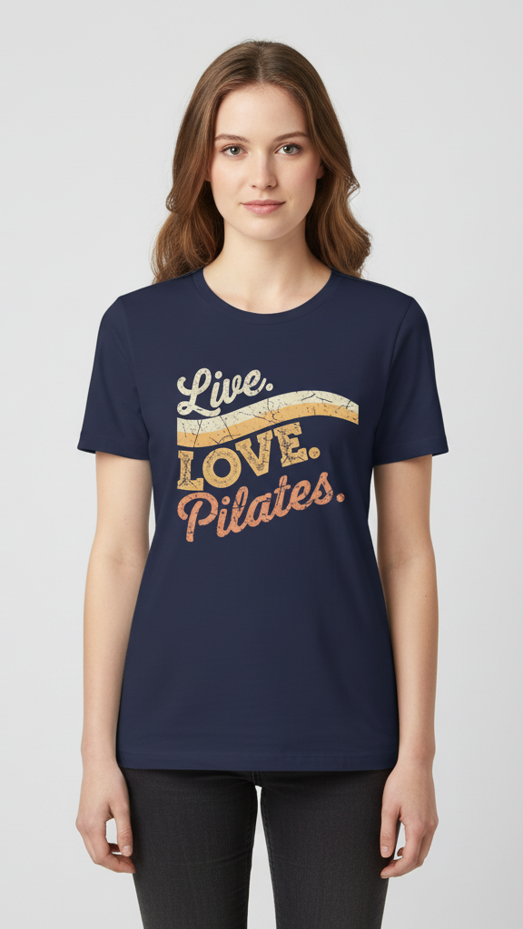 "Live. Love. Pilates." Distressed Retro Wave T-shirt