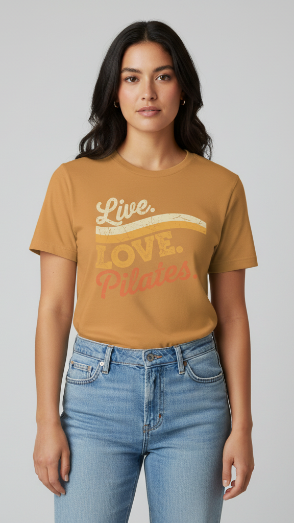 "Live. Love. Pilates." Distressed Retro Wave T-shirt