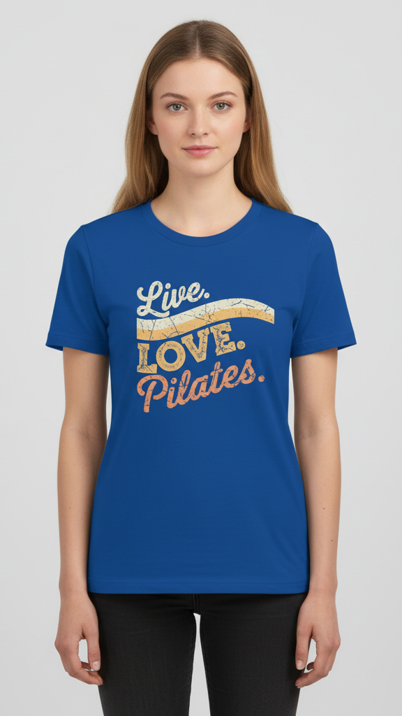 "Live. Love. Pilates." Distressed Retro Wave T-shirt