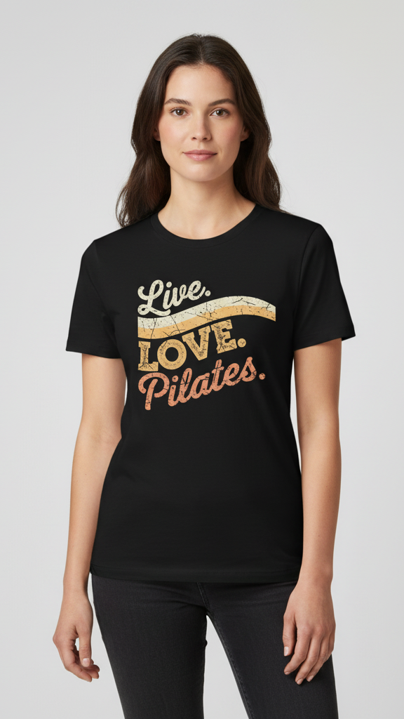 "Live. Love. Pilates." Distressed Retro Wave T-shirt