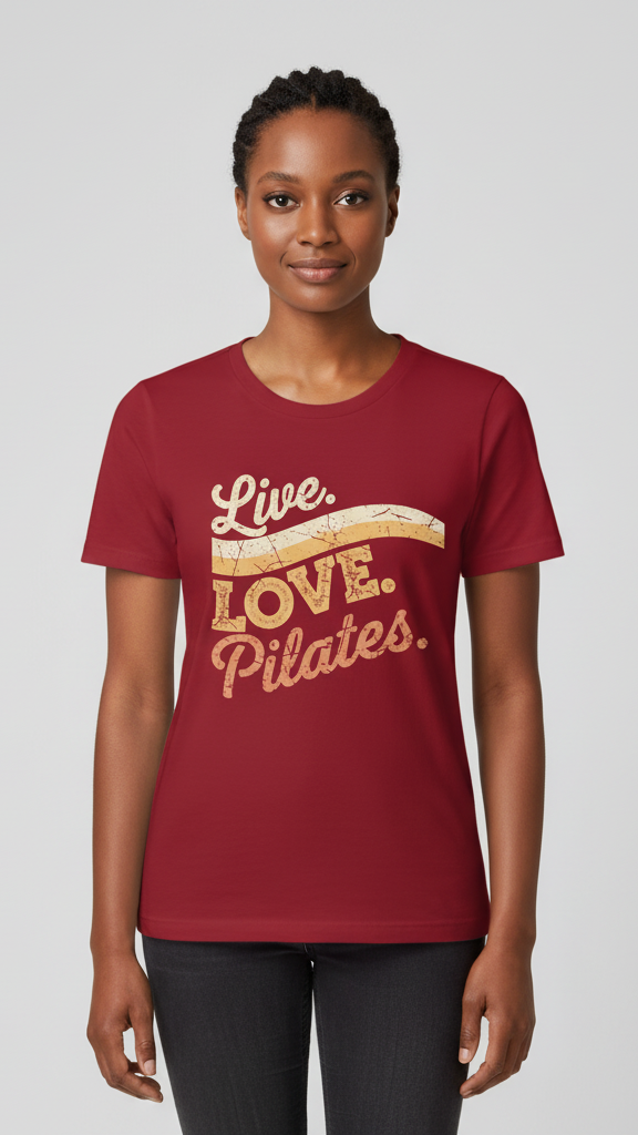 "Live. Love. Pilates." Distressed Retro Wave T-shirt