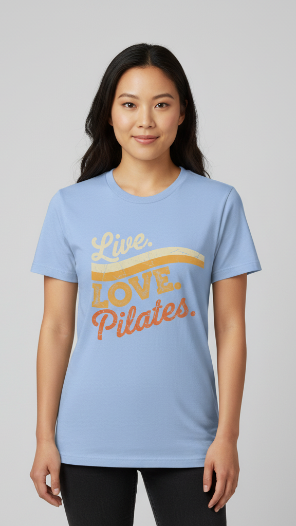 "Live. Love. Pilates." Distressed Retro Wave T-shirt