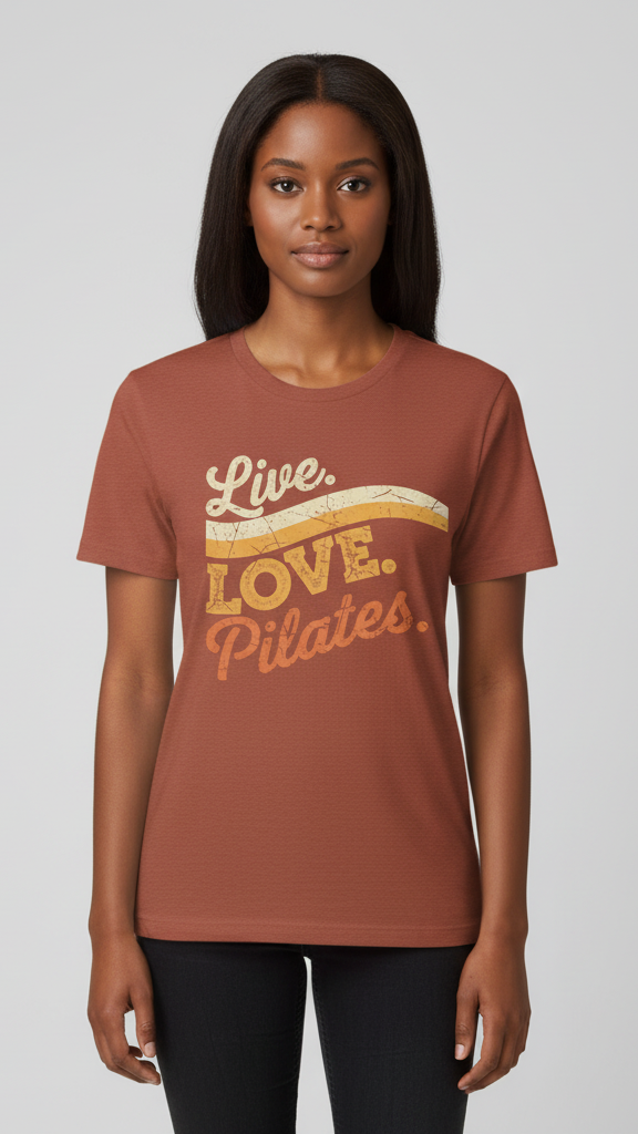 "Live. Love. Pilates." Distressed Retro Wave T-shirt