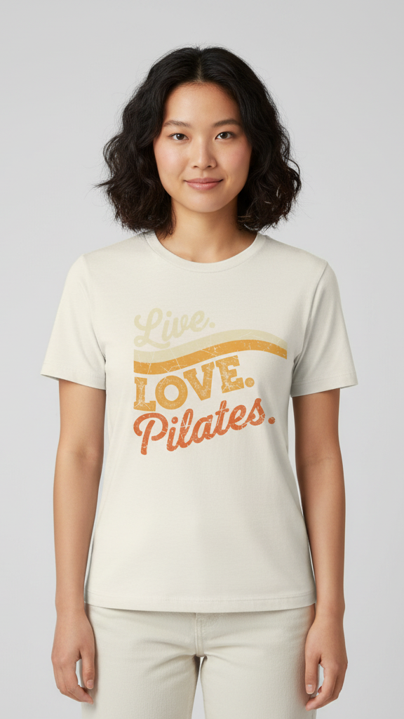 "Live. Love. Pilates." Distressed Retro Wave T-shirt