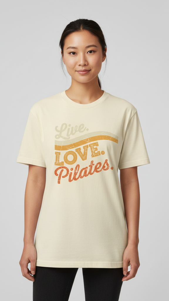 "Live. Love. Pilates." Distressed Retro Wave T-shirt