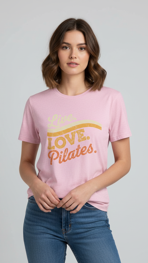 "Live. Love. Pilates." Distressed Retro Wave T-shirt