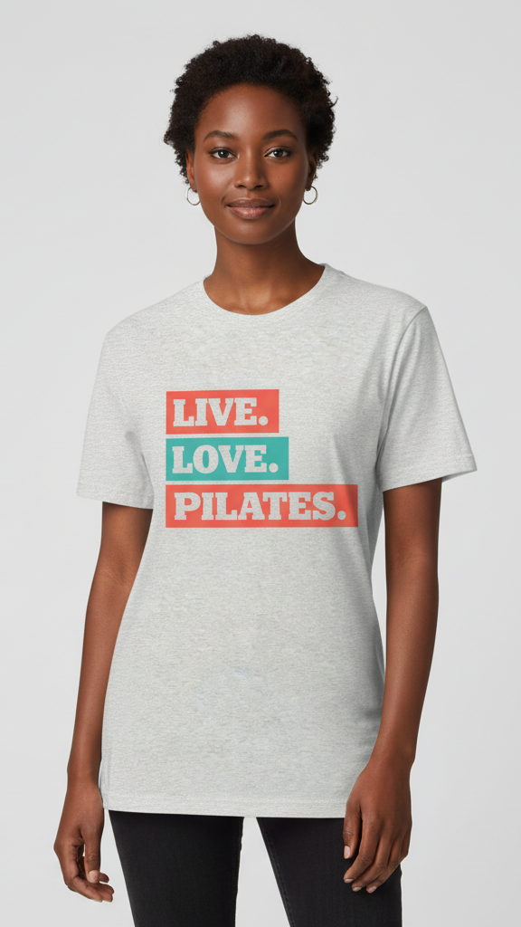 "Live. Love. Pilates." Stacked Color Block T-shirt