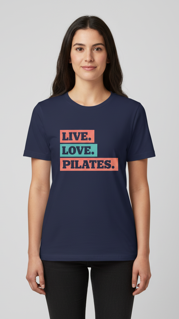 "Live. Love. Pilates." Stacked Color Block T-shirt