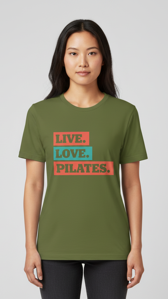 "Live. Love. Pilates." Stacked Color Block T-shirt